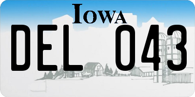 IA license plate DEL043