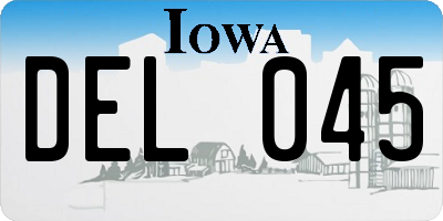 IA license plate DEL045