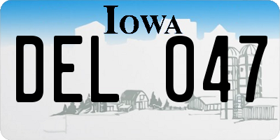 IA license plate DEL047