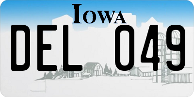 IA license plate DEL049