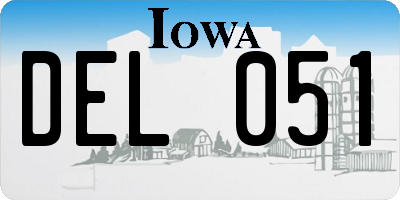 IA license plate DEL051