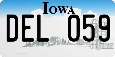 IA license plate DEL059