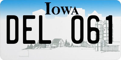 IA license plate DEL061