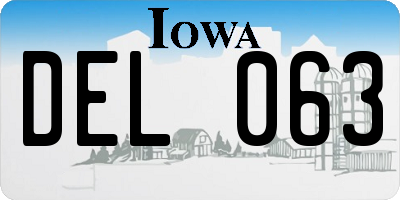 IA license plate DEL063