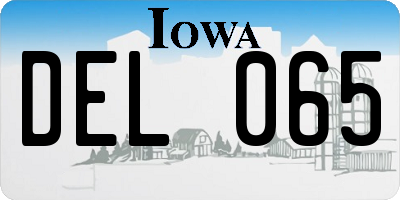 IA license plate DEL065