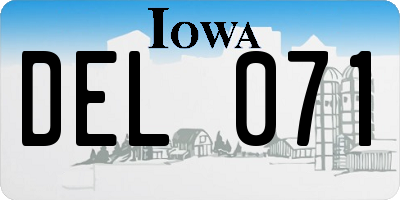 IA license plate DEL071