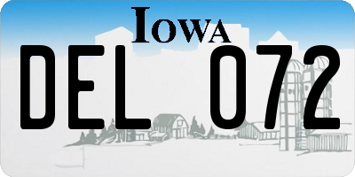IA license plate DEL072