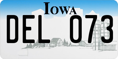 IA license plate DEL073