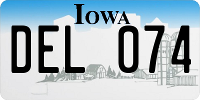 IA license plate DEL074