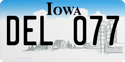 IA license plate DEL077