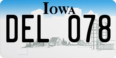 IA license plate DEL078