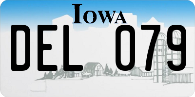IA license plate DEL079