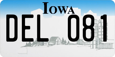 IA license plate DEL081