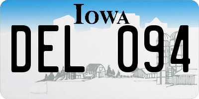 IA license plate DEL094