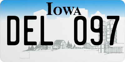 IA license plate DEL097