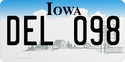 IA license plate DEL098