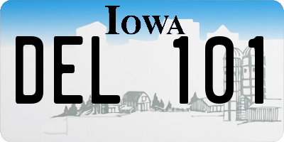 IA license plate DEL101