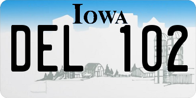 IA license plate DEL102