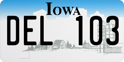 IA license plate DEL103