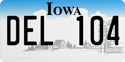 IA license plate DEL104