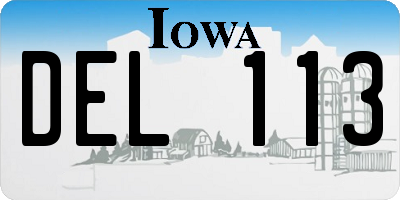IA license plate DEL113