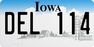 IA license plate DEL114