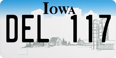IA license plate DEL117