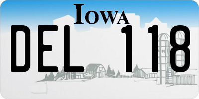IA license plate DEL118