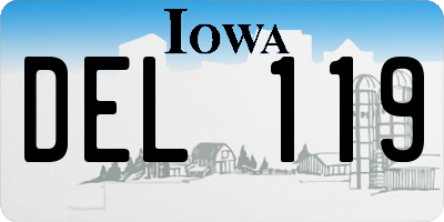 IA license plate DEL119