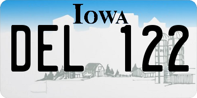 IA license plate DEL122