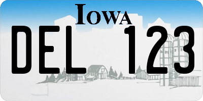 IA license plate DEL123