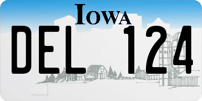 IA license plate DEL124