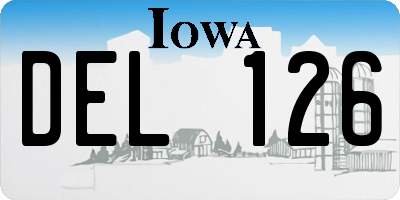 IA license plate DEL126