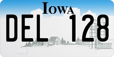 IA license plate DEL128