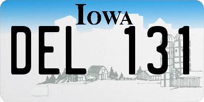 IA license plate DEL131