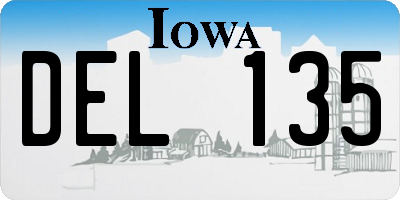 IA license plate DEL135