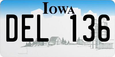 IA license plate DEL136