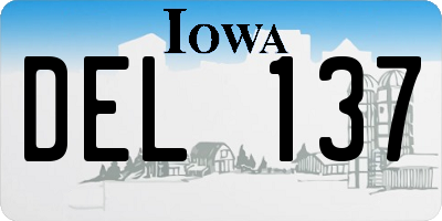 IA license plate DEL137