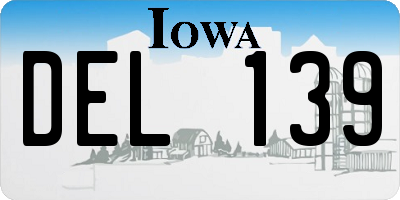 IA license plate DEL139