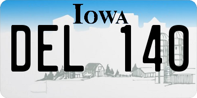 IA license plate DEL140