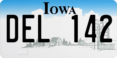 IA license plate DEL142