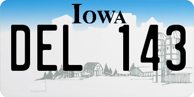 IA license plate DEL143