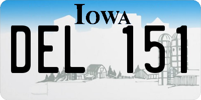 IA license plate DEL151