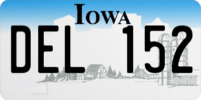 IA license plate DEL152