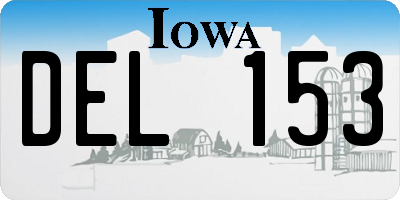 IA license plate DEL153