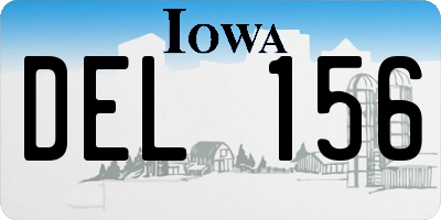 IA license plate DEL156