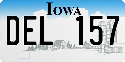 IA license plate DEL157
