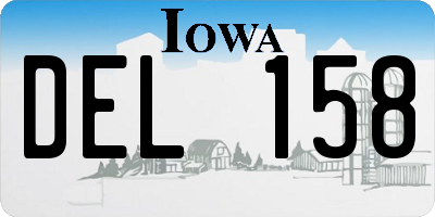 IA license plate DEL158