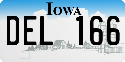 IA license plate DEL166