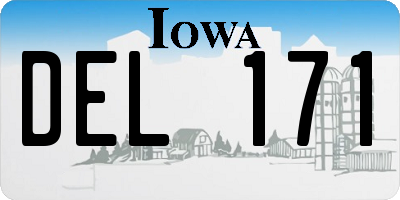 IA license plate DEL171